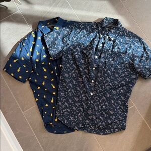 Men's Navy Patterned Shirts Set